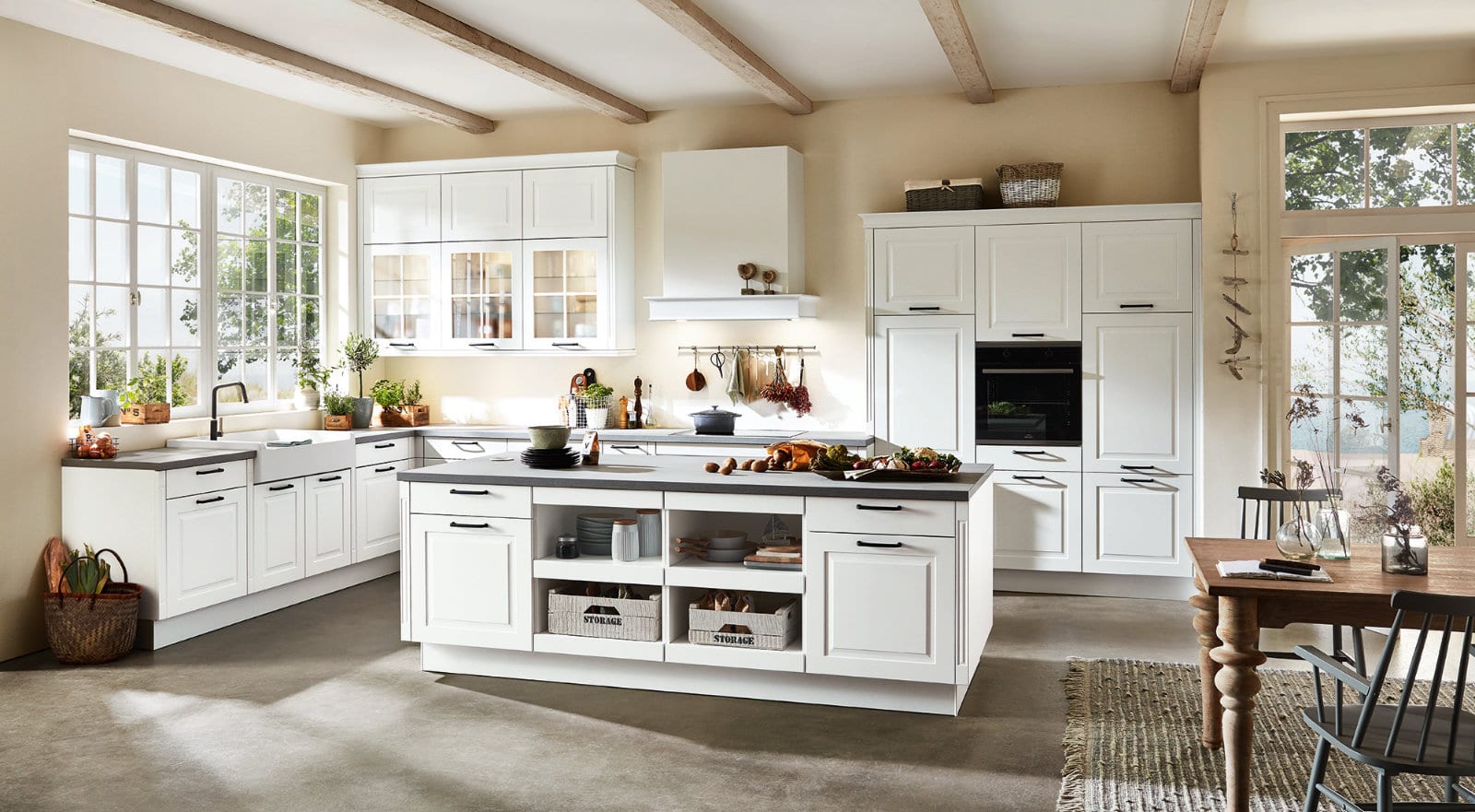 Nobilia Matt White Open Plan Shaker Kitchen With Island 2021 1 | Lead Wolf, Peterborough