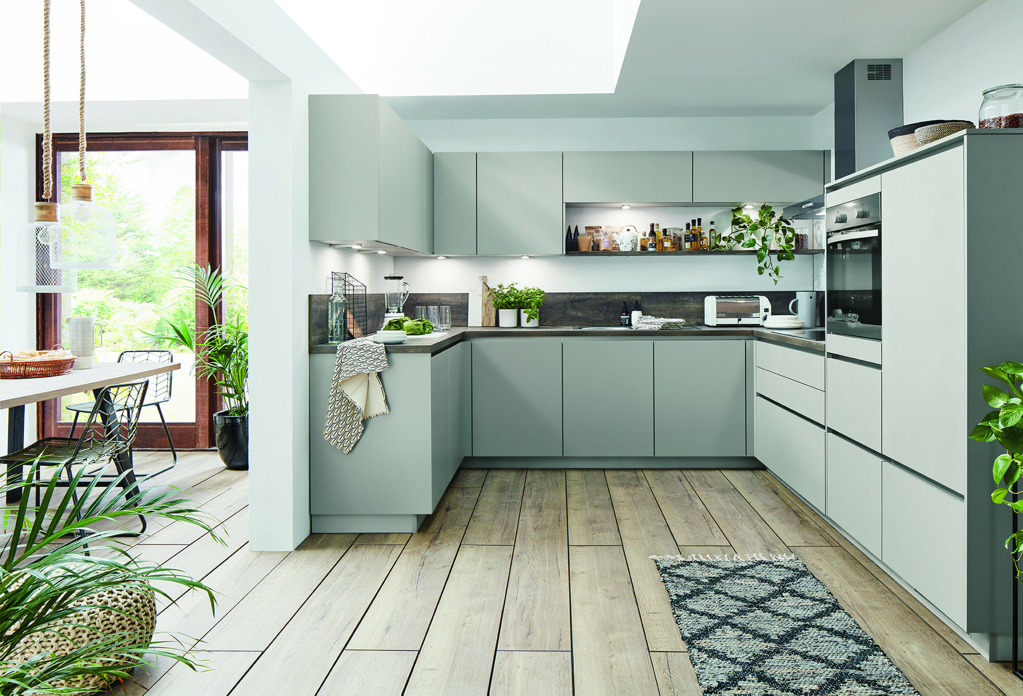 Nobilia Modern Grey Matt Handleless U Shaped Kitchen 2021 | Kutchenhaus, Chester