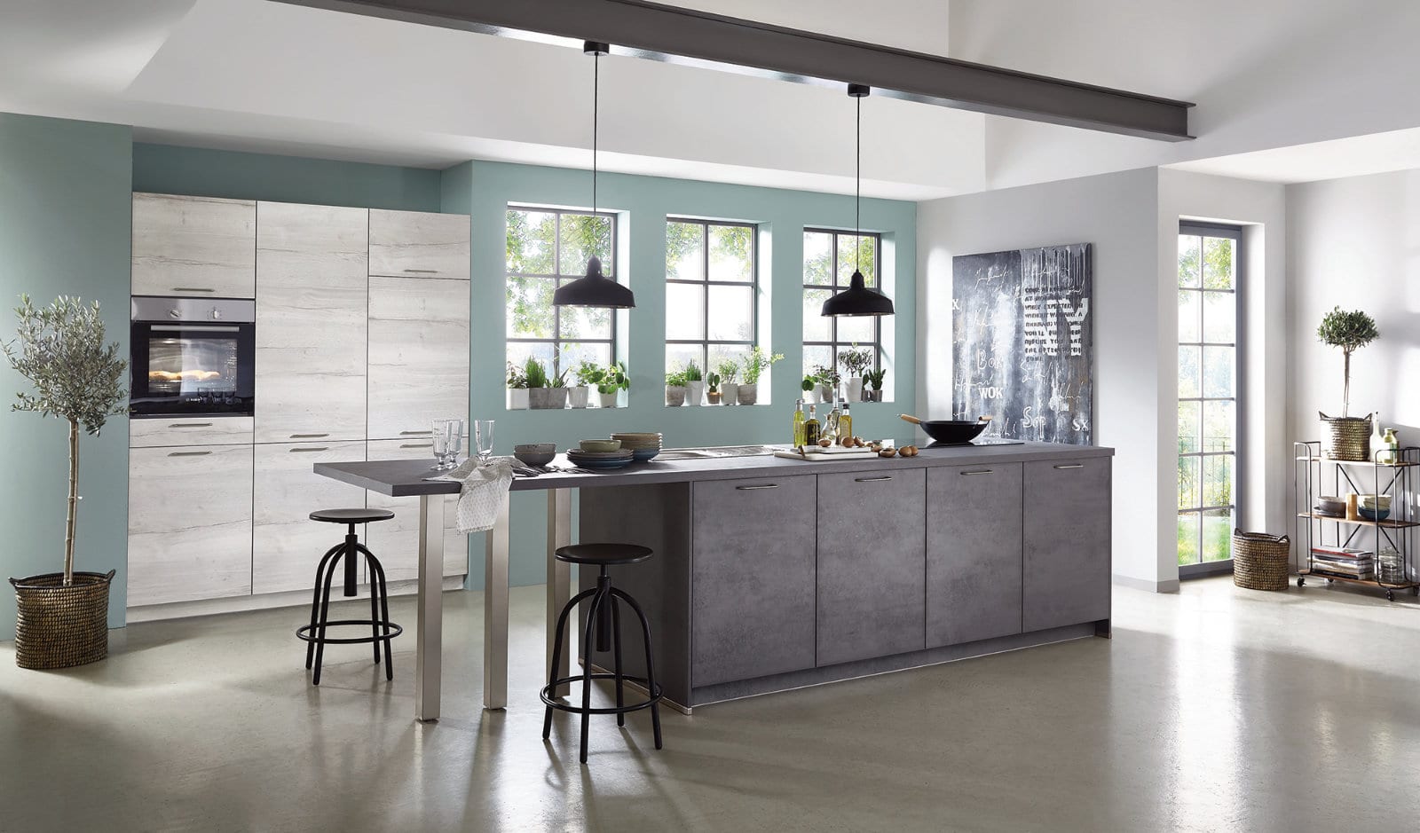 Nobilia Open Plan Stone Kitchen With Island 2021 1 | Lead Wolf, Peterborough