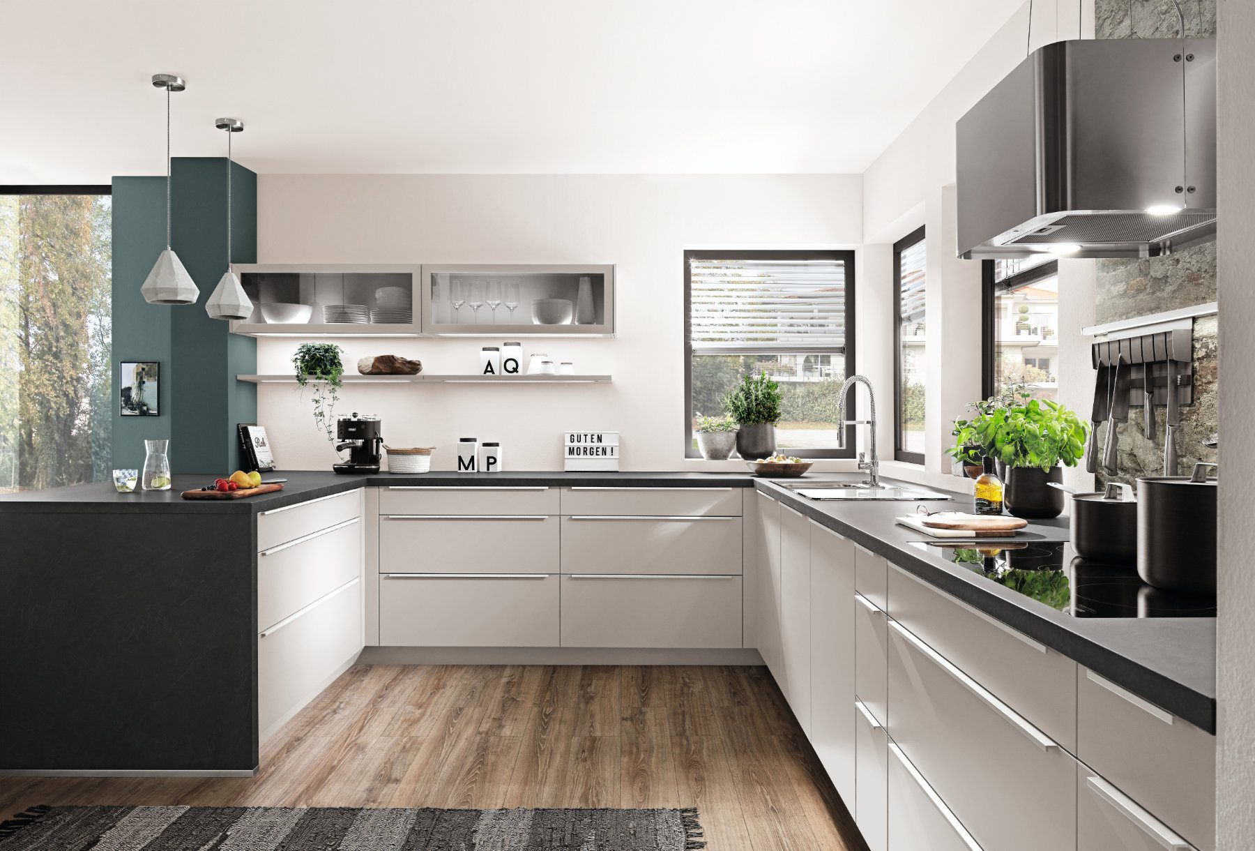 Nobilia Matt White U Shaped Kitchen | Lead Wolf, Peterborough
