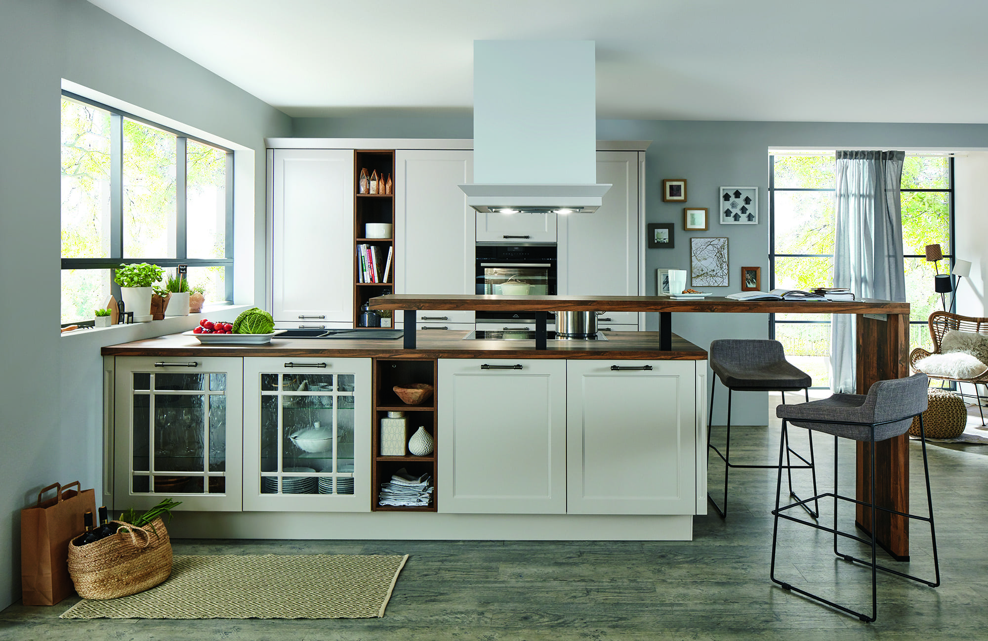 Nobilia Matt White Wood Shaker Open Plan Kitchen With Island 2021 | Lead Wolf, Peterborough